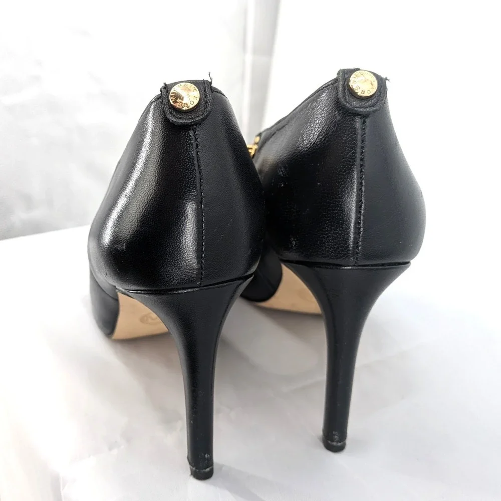 Michael Kors Leather Ankle Booties Black Stiletto‎ Heel Zip Minimalist 7M